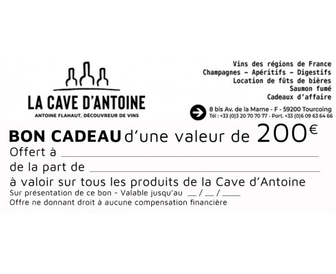 CARTE CADEAU 200€ A OFFRIR -