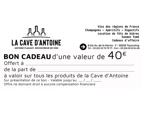 CARTE CADEAU 40€ A OFFRIR -