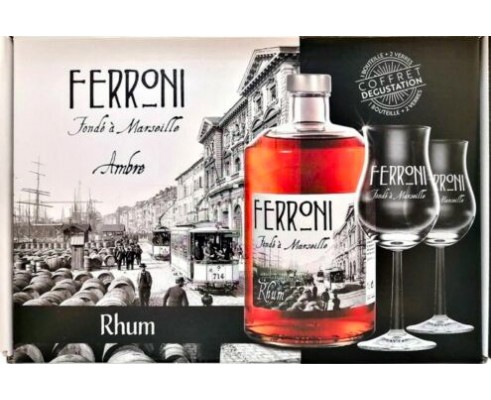 FERRONI AMBRÉ Coffret 2 verres - Rhum Ferroni -40°
