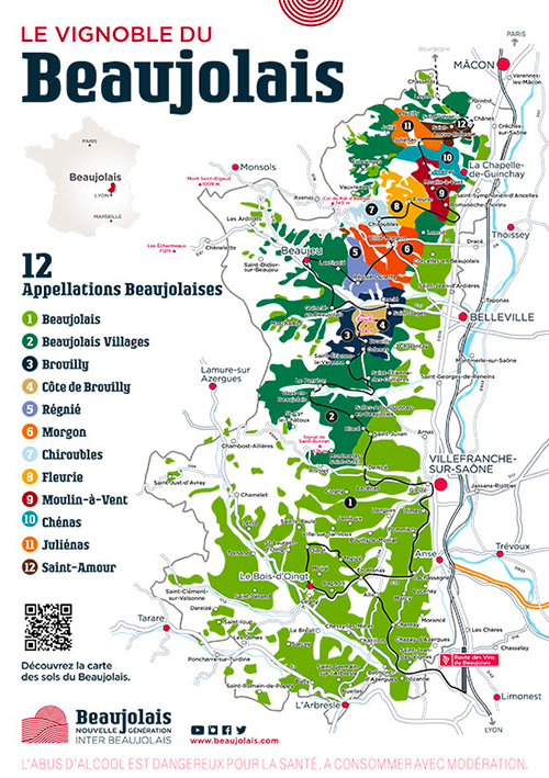 Carte des Appellations du Beaujolais